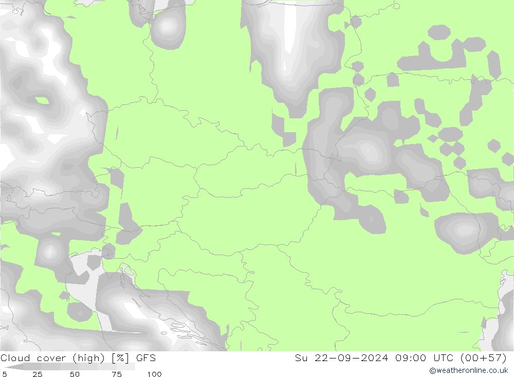 vysoký oblak GFS Ne 22.09.2024 09 UTC