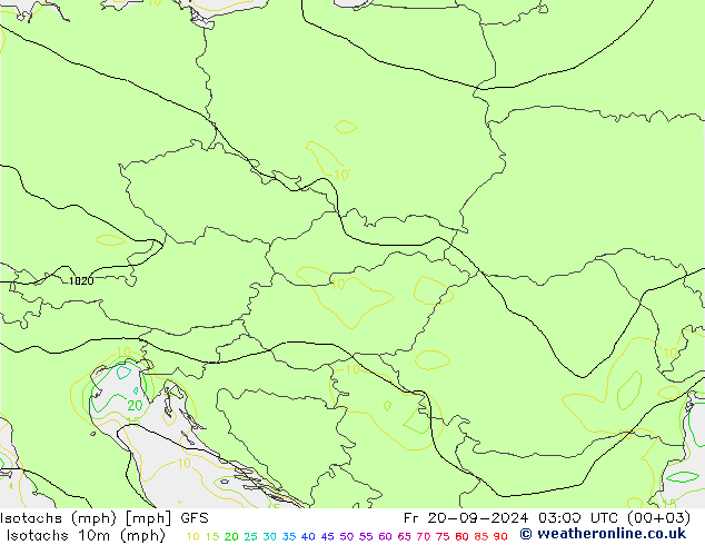 Isotachs (mph) GFS Fr 20.09.2024 03 UTC