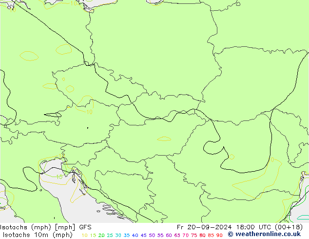 Eşrüzgar Hızları mph GFS Cu 20.09.2024 18 UTC