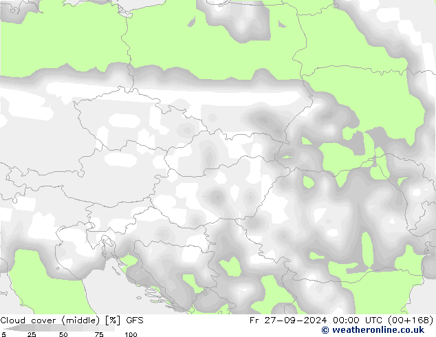 oblačnosti uprostřed GFS Pá 27.09.2024 00 UTC