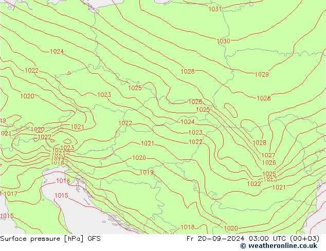 Luchtdruk (Grond) GFS vr 20.09.2024 03 UTC