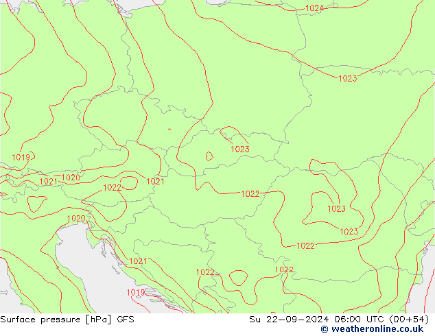 Surface pressure GFS Su 22.09.2024 06 UTC