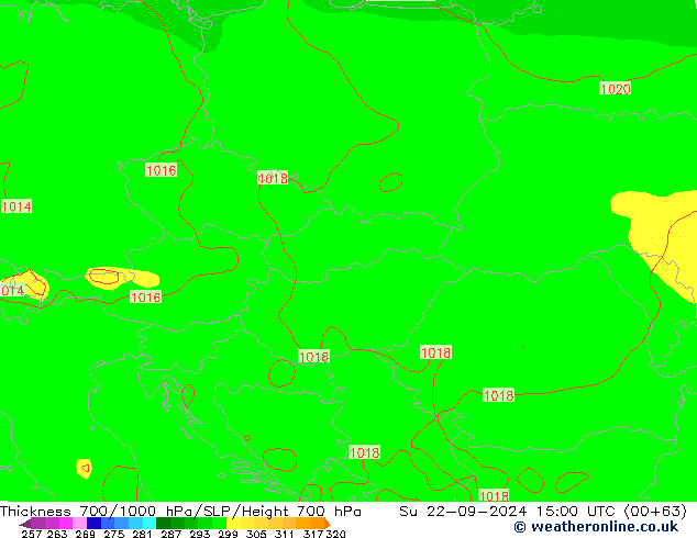 Thck 700-1000 hPa GFS Su 22.09.2024 15 UTC