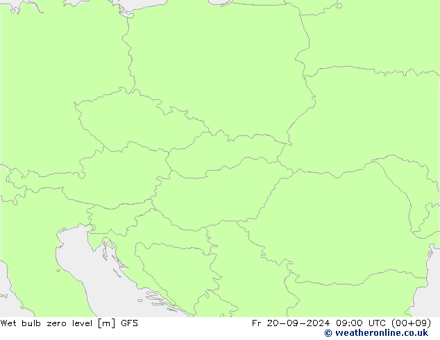 Wet bulb zero level GFS Pá 20.09.2024 09 UTC