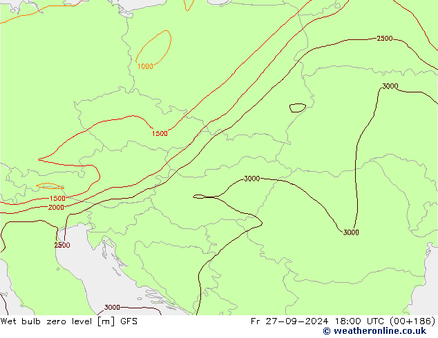 Theta-W Isotherme 0° GFS ven 27.09.2024 18 UTC