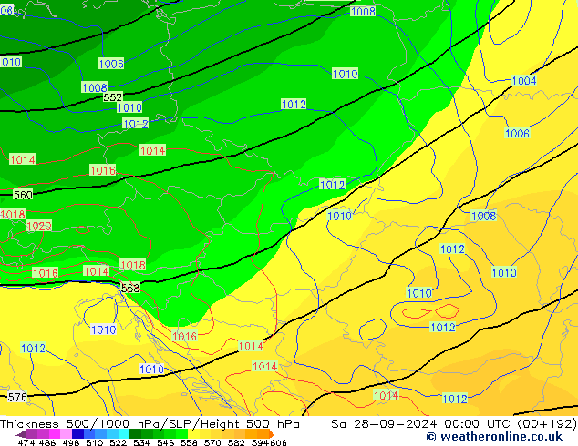 Thck 500-1000hPa GFS September 2024