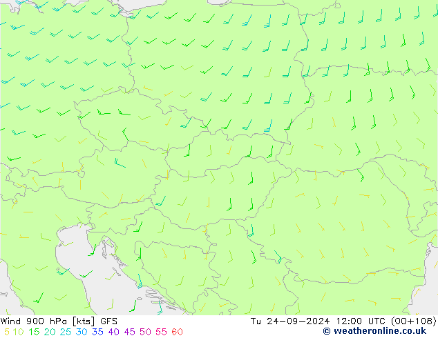 Vent 900 hPa GFS mar 24.09.2024 12 UTC