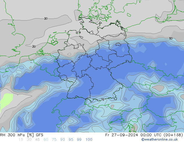 RH 300 hPa GFS  27.09.2024 00 UTC