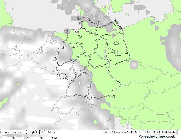 vysoký oblak GFS So 21.09.2024 21 UTC