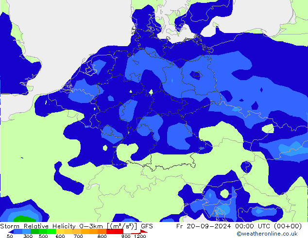 Storm Relative Helicity GFS Fr 20.09.2024 00 UTC