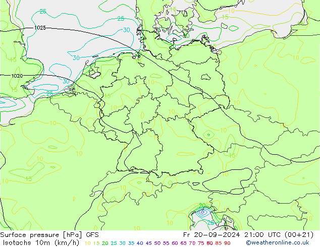 Isotachs (kph) GFS Сентябрь 2024