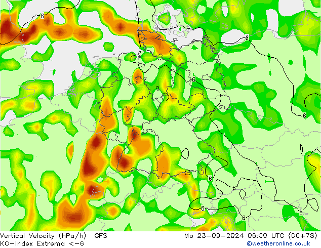 Konvektiv-Index GFS Mo 23.09.2024 06 UTC