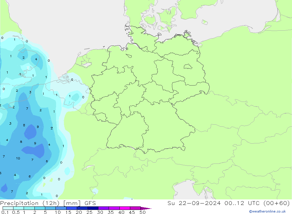 Precipitation (12h) GFS September 2024