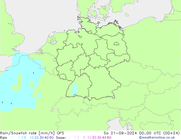 Rain/Snowfall rate GFS sab 21.09.2024 00 UTC