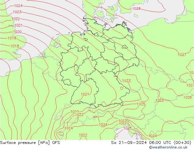 Luchtdruk (Grond) GFS za 21.09.2024 06 UTC