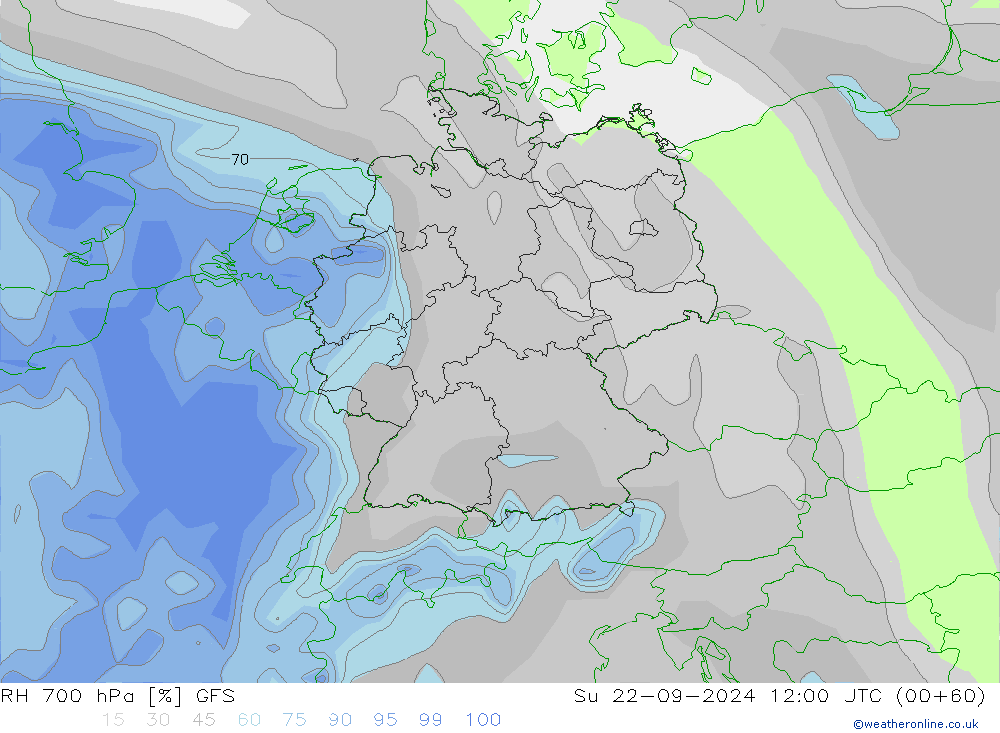 700 hPa Nispi Nem GFS Paz 22.09.2024 12 UTC