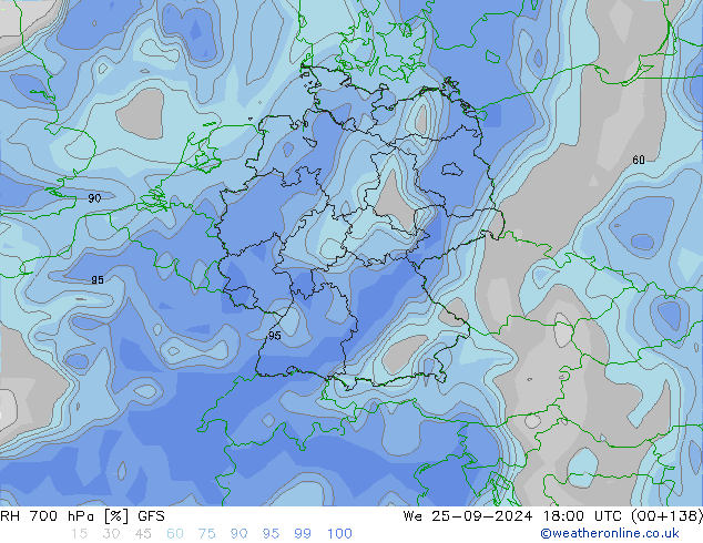 RH 700 hPa GFS Září 2024