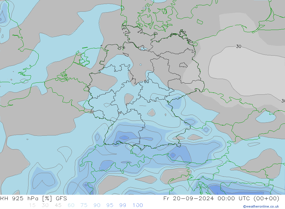 RH 925 hPa GFS Fr 20.09.2024 00 UTC