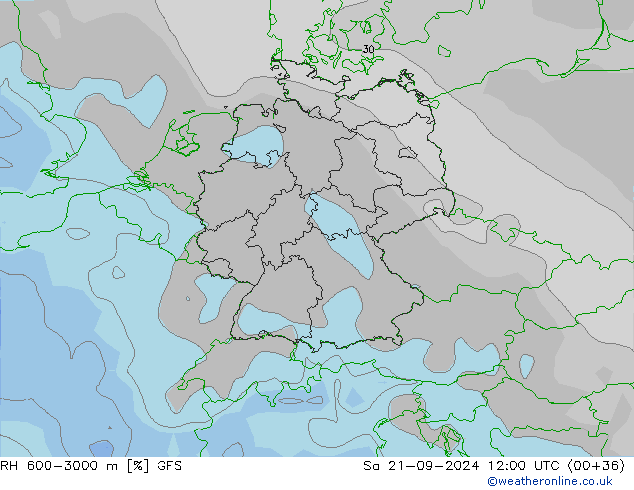 RH 600-3000 m GFS Sa 21.09.2024 12 UTC