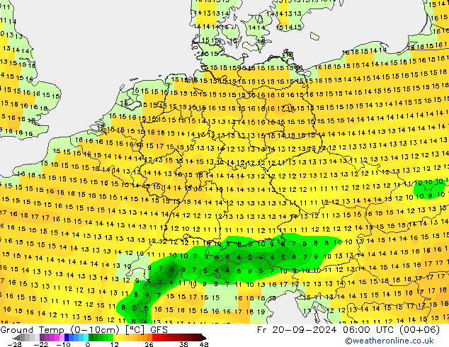 температура от 0-10 см GFS пт 20.09.2024 06 UTC