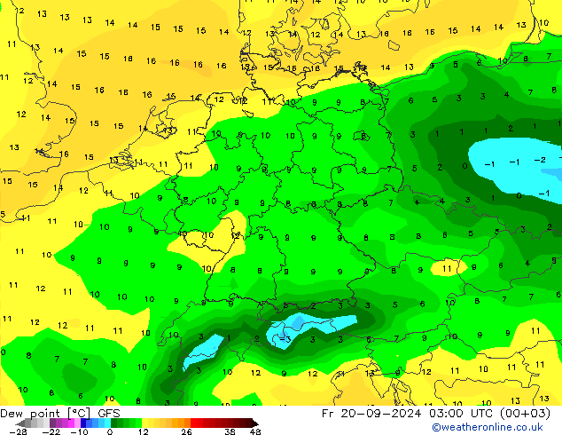 Dauwpunt GFS vr 20.09.2024 03 UTC