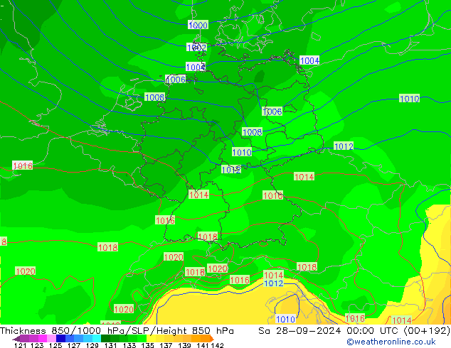 Thck 850-1000 hPa GFS Settembre 2024