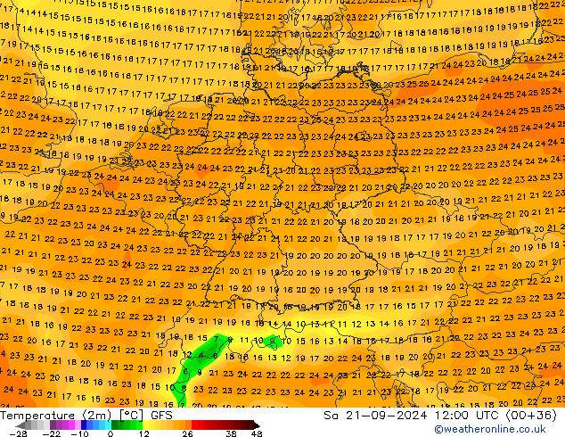 Temperatura (2m) GFS septiembre 2024