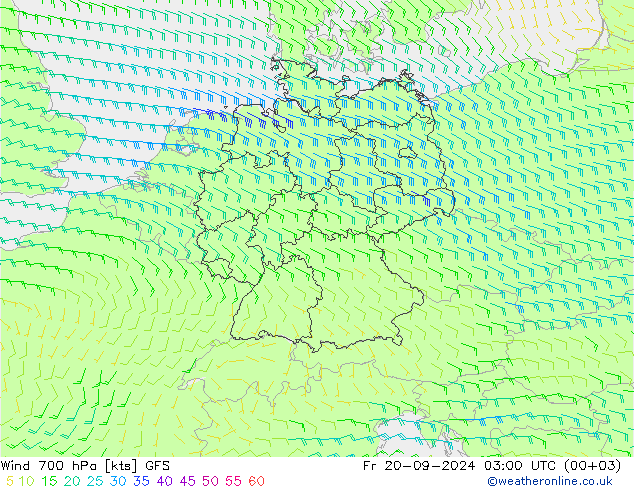 Wind 700 hPa GFS Fr 20.09.2024 03 UTC