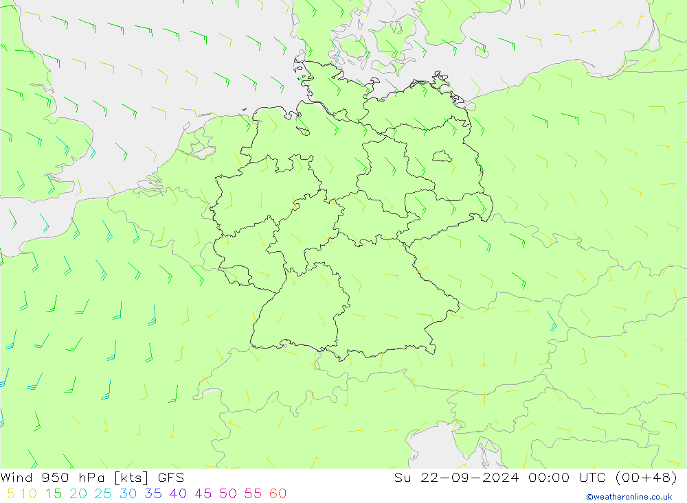 Prec 6h/Wind 10m/950 GFS Вс 22.09.2024 00 UTC