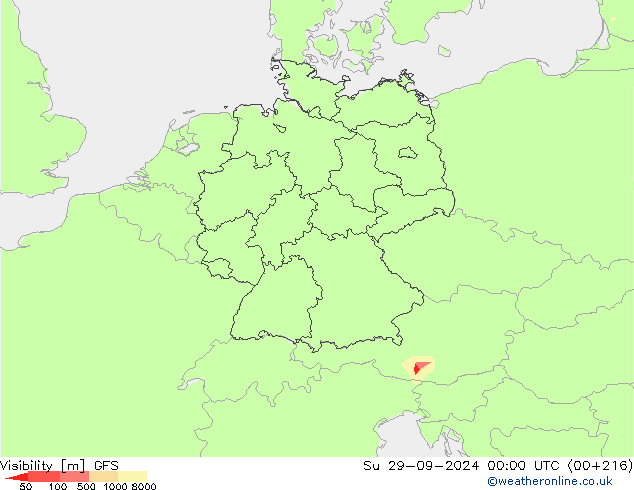 Visibility GFS Su 29.09.2024 00 UTC