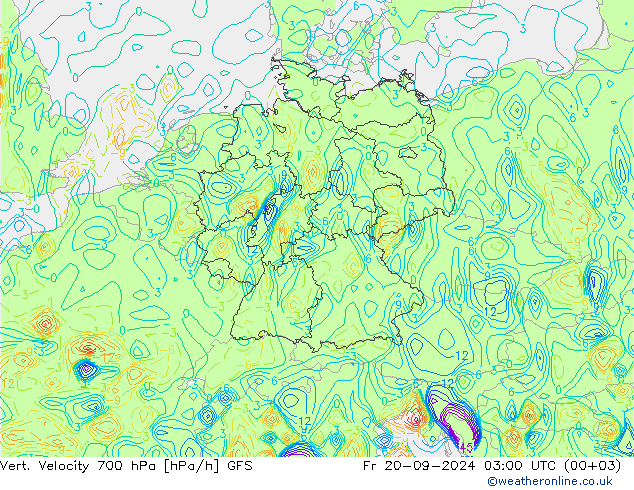 Vert. snelheid 700 hPa GFS vr 20.09.2024 03 UTC