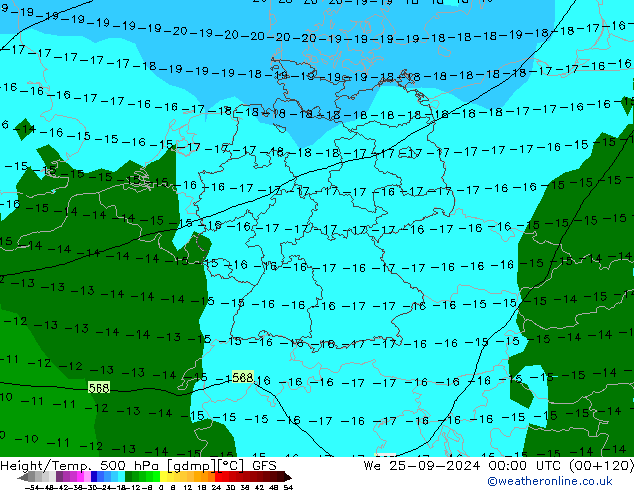 Yükseklik/Sıc. 500 hPa GFS Çar 25.09.2024 00 UTC