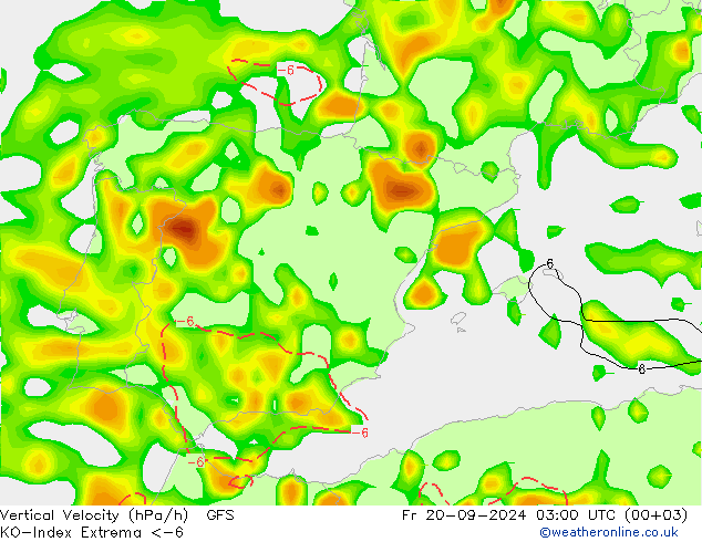 Convection-Index GFS ven 20.09.2024 03 UTC