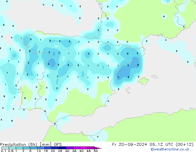 Precipitação (6h) GFS Sex 20.09.2024 12 UTC