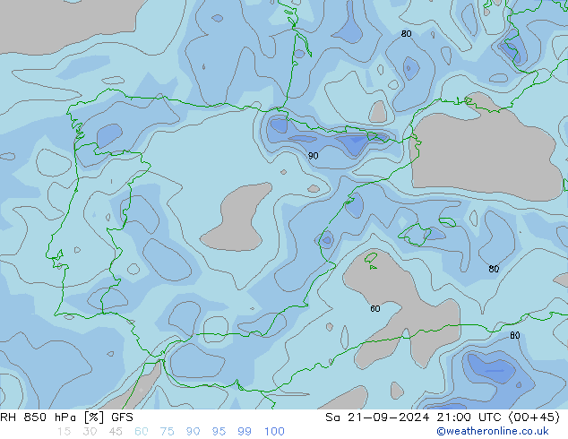 850 hPa Nispi Nem GFS Cts 21.09.2024 21 UTC