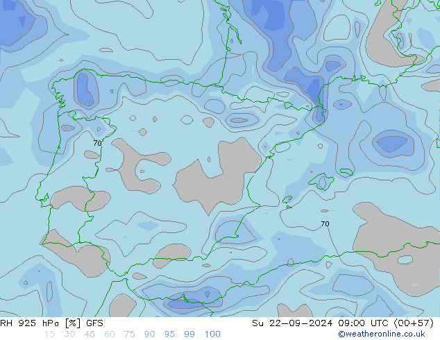 RV 925 hPa GFS zo 22.09.2024 09 UTC