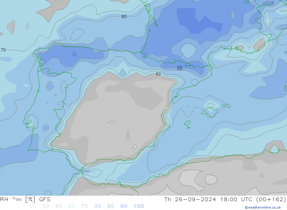 RH 2m GFS Th 26.09.2024 18 UTC