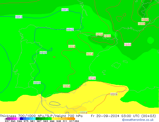 Thck 700-1000 hPa GFS Fr 20.09.2024 03 UTC