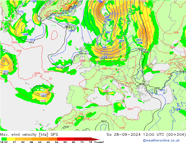 Windböen GFS Sa 28.09.2024 12 UTC