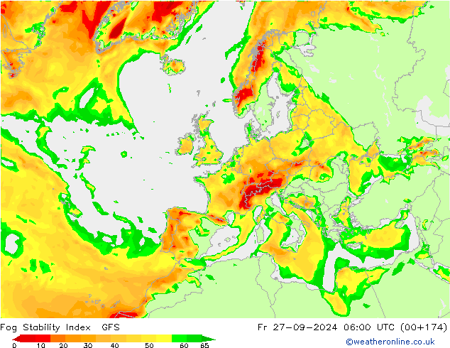 Fog Stability Index GFS Cu 27.09.2024 06 UTC