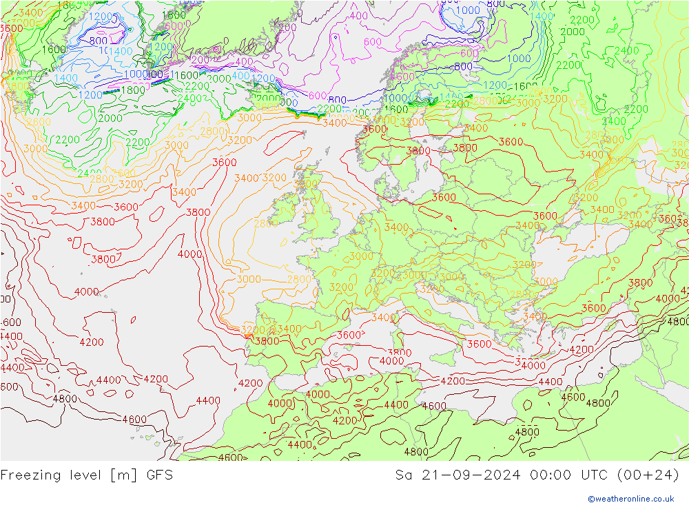 Frostgrenze GFS Sa 21.09.2024 00 UTC