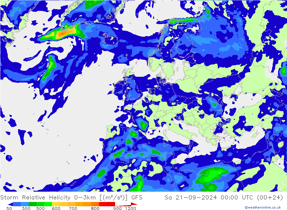 Storm Relative Helicity GFS So 21.09.2024 00 UTC