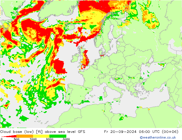 Cloud base (low) GFS пт 20.09.2024 06 UTC