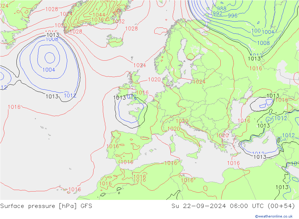 Bodendruck GFS So 22.09.2024 06 UTC