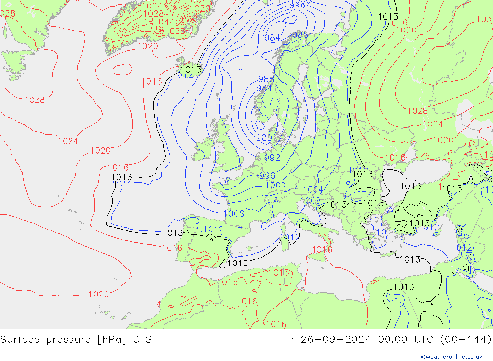 Surface pressure GFS Th 26.09.2024 00 UTC