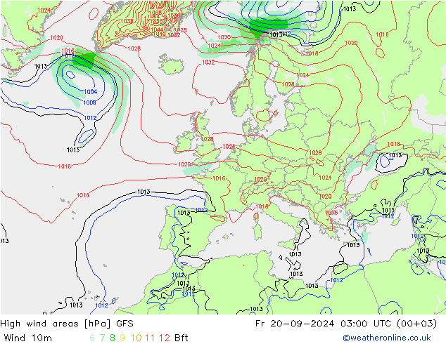 High wind areas GFS Fr 20.09.2024 03 UTC