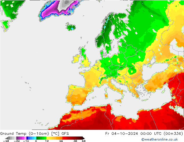 Ground Temp (0-10cm) GFS Fr 04.10.2024 00 UTC