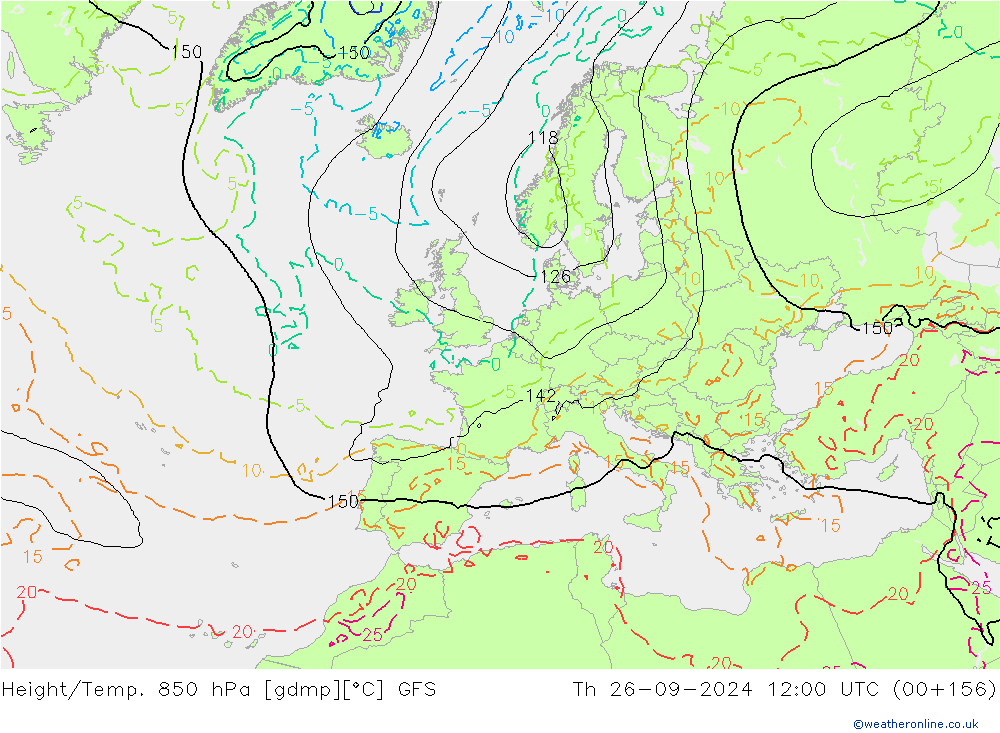 Yükseklik/Sıc. 850 hPa GFS Per 26.09.2024 12 UTC