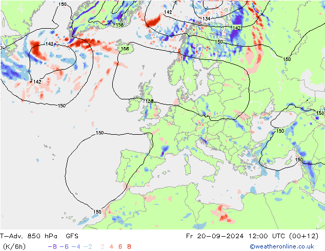 T-Adv. 850 hPa GFS Fr 20.09.2024 12 UTC