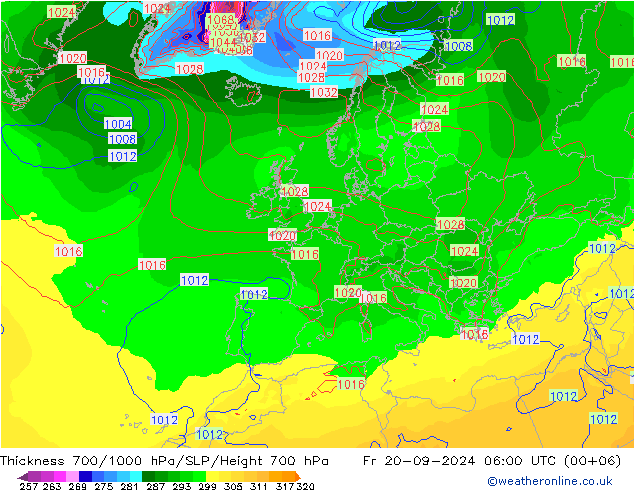 Schichtdicke 700-1000 hPa GFS Fr 20.09.2024 06 UTC